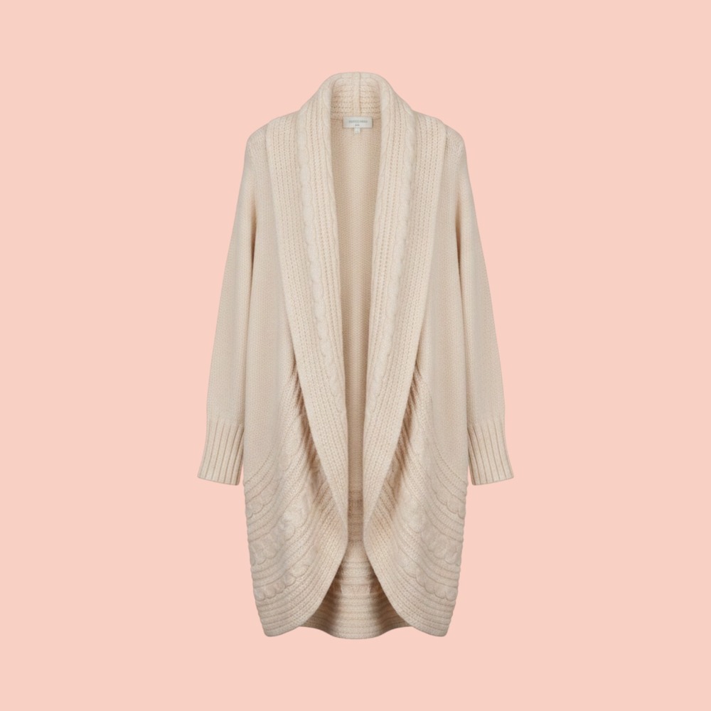 Torrid Womens Cream Cable Knit Open Front Cardigan Duster‎ Sweater Size 3 Heavy
